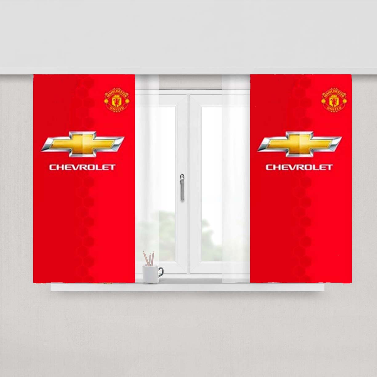 Manchester United New Jersey Home Peach Skin Window Curtains
