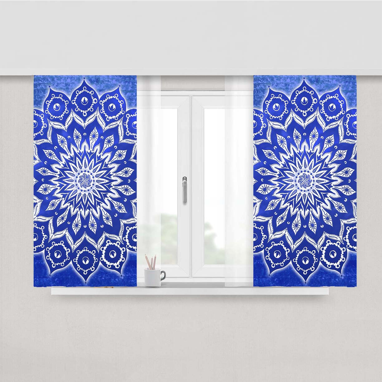 Mandala Pattern Peach Skin Window Curtains