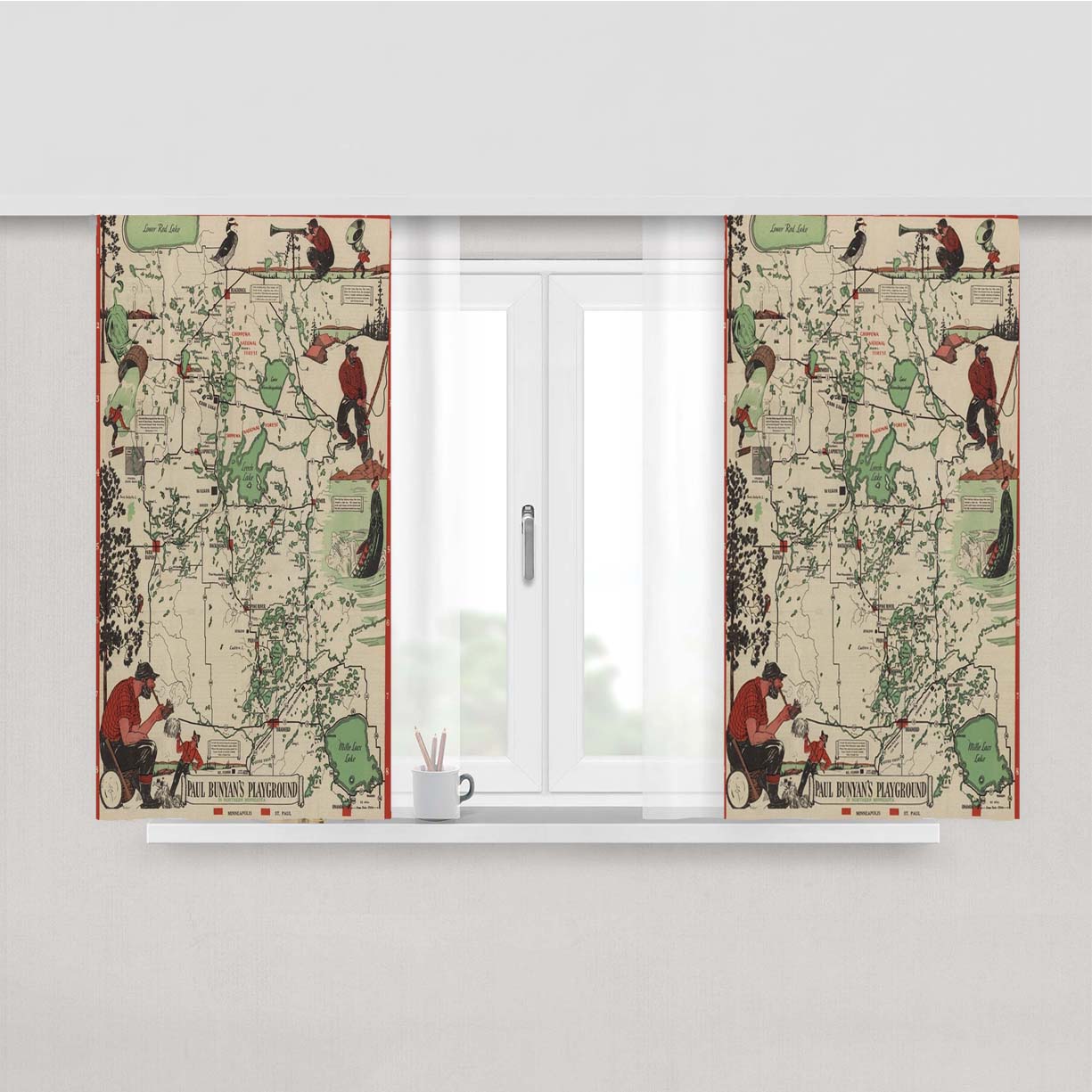 Map Of Minnesota From 1936 Peach Skin Window Curtains
