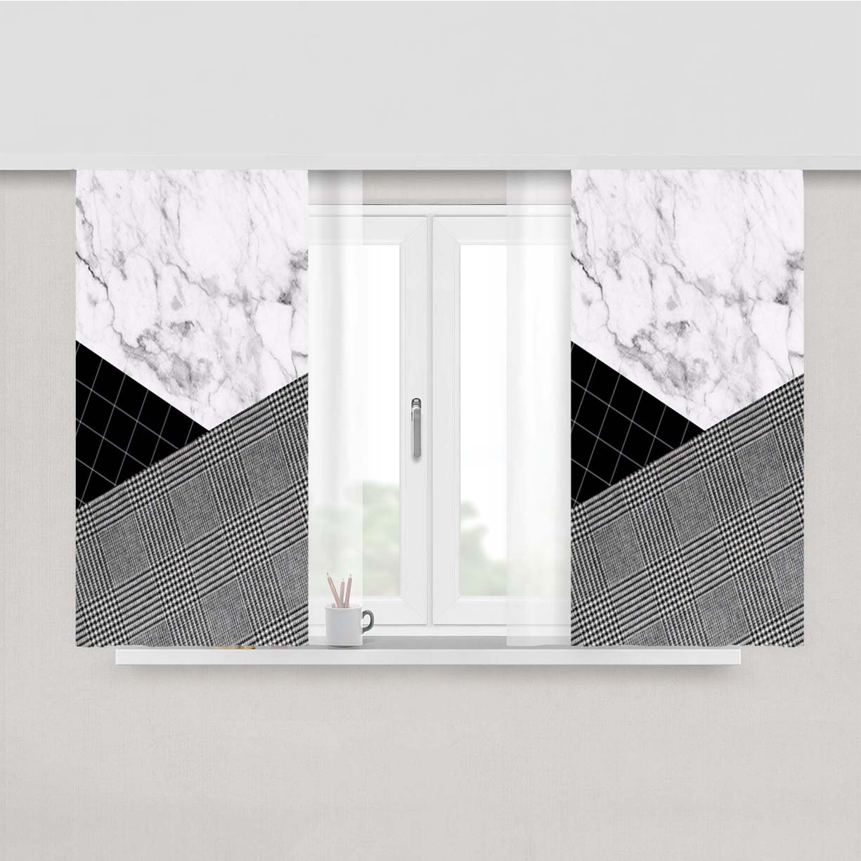 Marble Pattern August Peach Skin Window Curtains