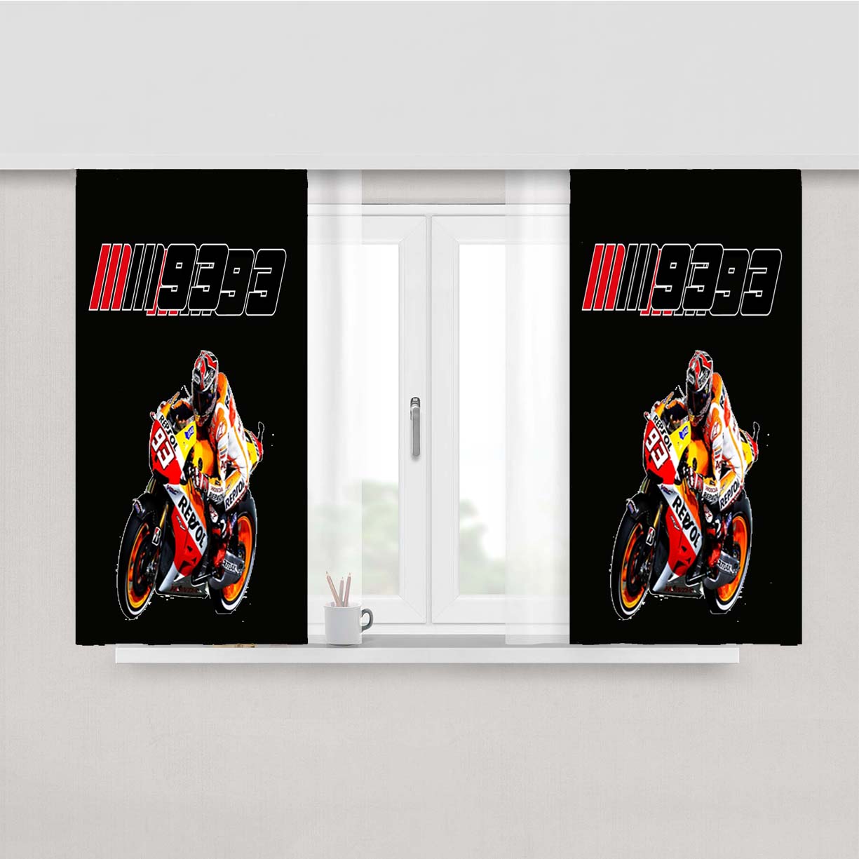 Marc Marquez Moto Gp Peach Skin Window Curtains