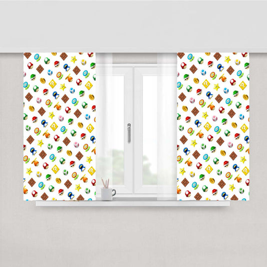 Mario Bros Game Platform Pattern Peach Skin Window Curtains