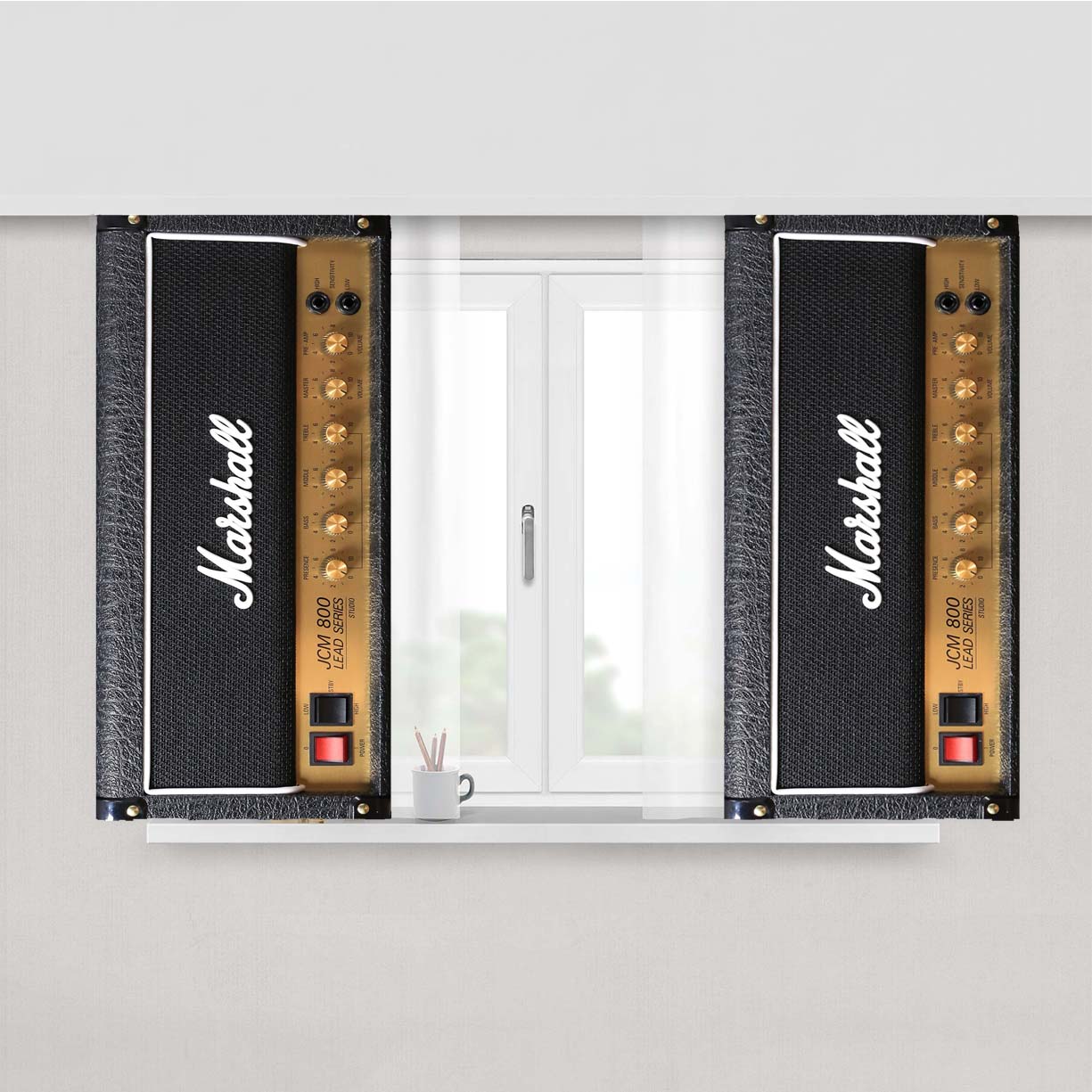 Marshall Classic Audio Amplifier Peach Skin Window Curtains