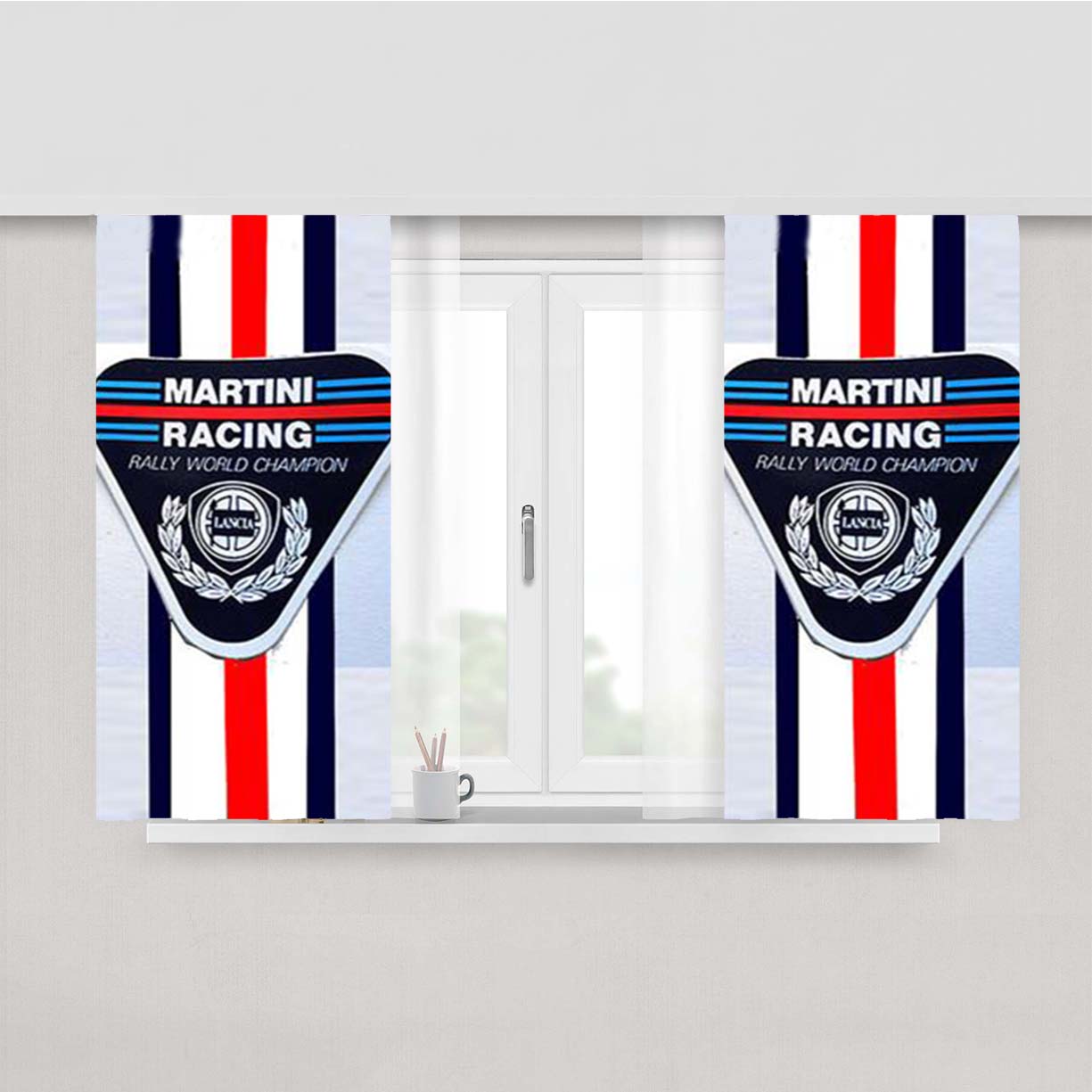 Martini Racing Logo Peach Skin Window Curtains