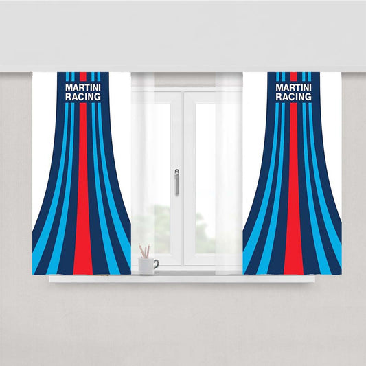 Martini Racing Stripes Peach Skin Window Curtains