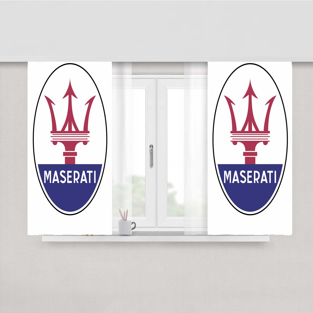 Maserati Emblem 3 Peach Skin Window Curtains