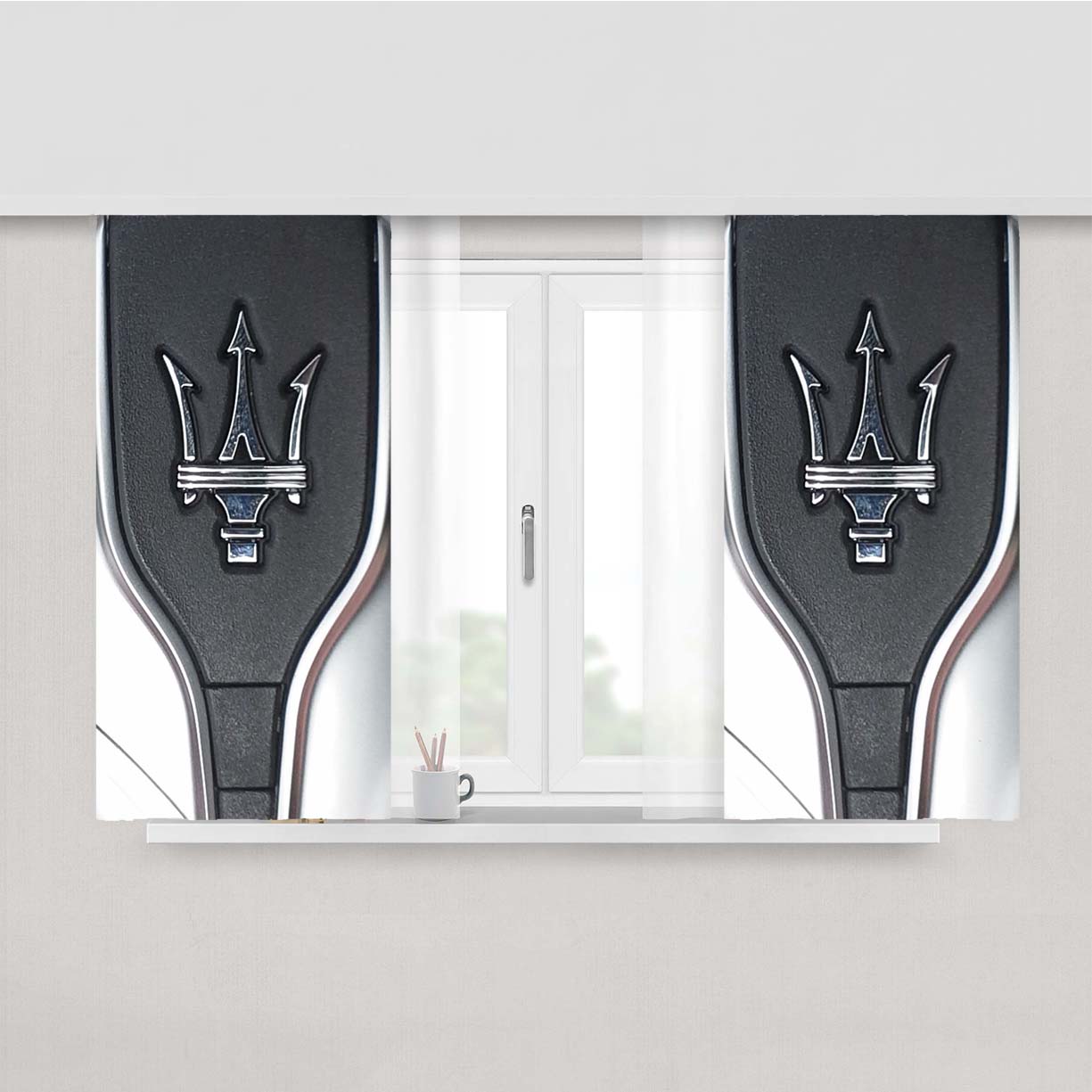 Maserati Keys Logo Peach Skin Window Curtains