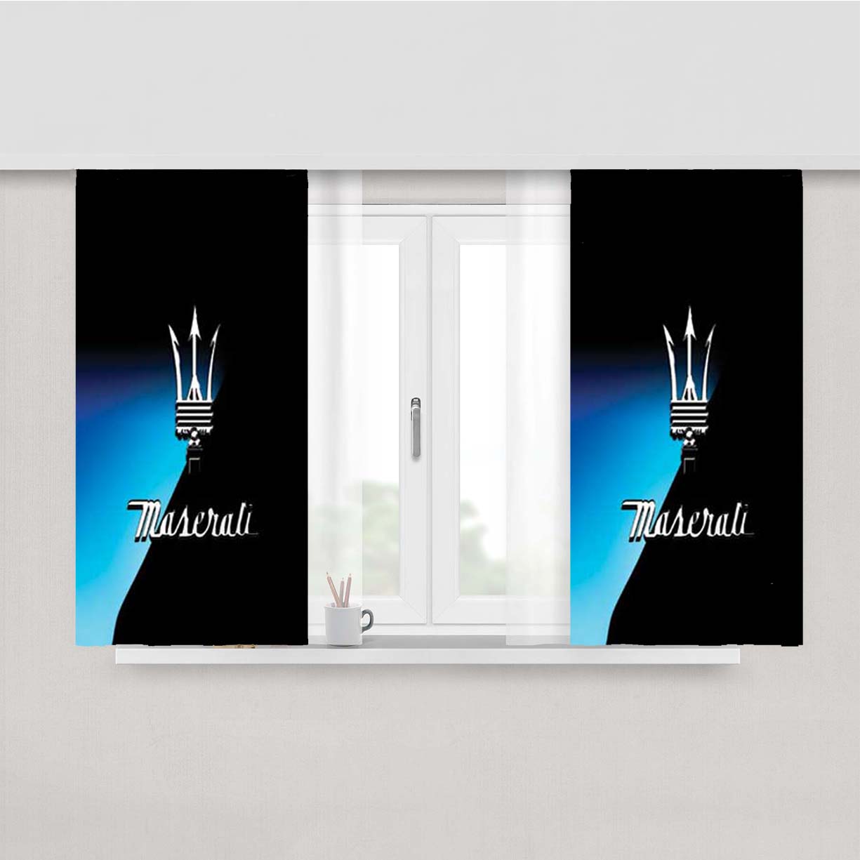 Maserati Logo Peach Skin Window Curtains