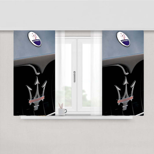 Maserati Trident Cars Logo Peach Skin Window Curtains