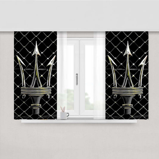 Maserati Trident Emblem Peach Skin Window Curtains