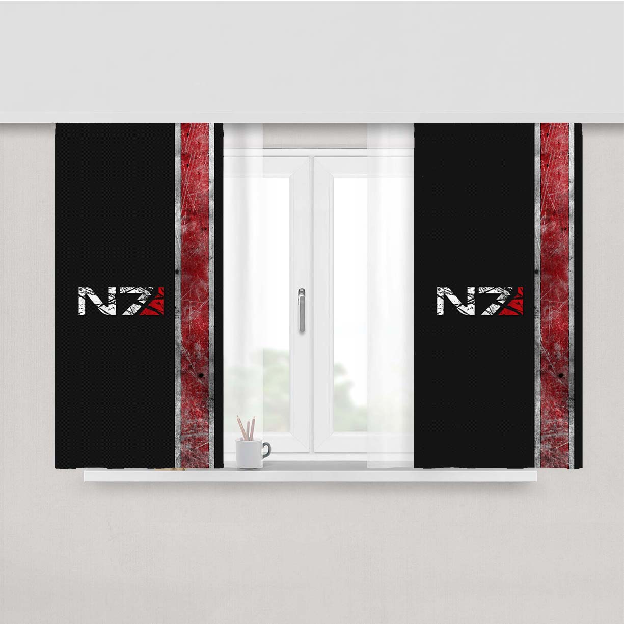 Mass Effect N7 Peach Skin Window Curtains