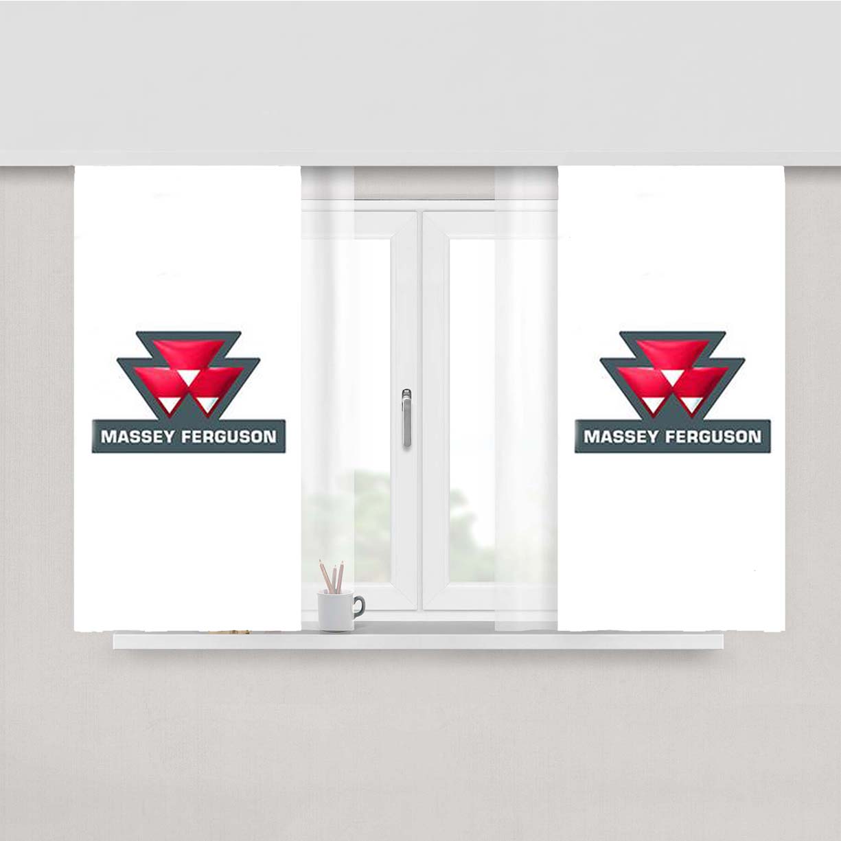 Massey Ferguson Logo Peach Skin Window Curtains