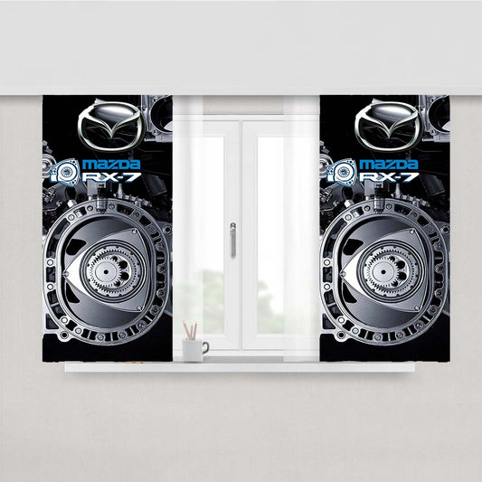 Mazda Rx-7 Car Rotary Engine Peach Skin Window Curtains