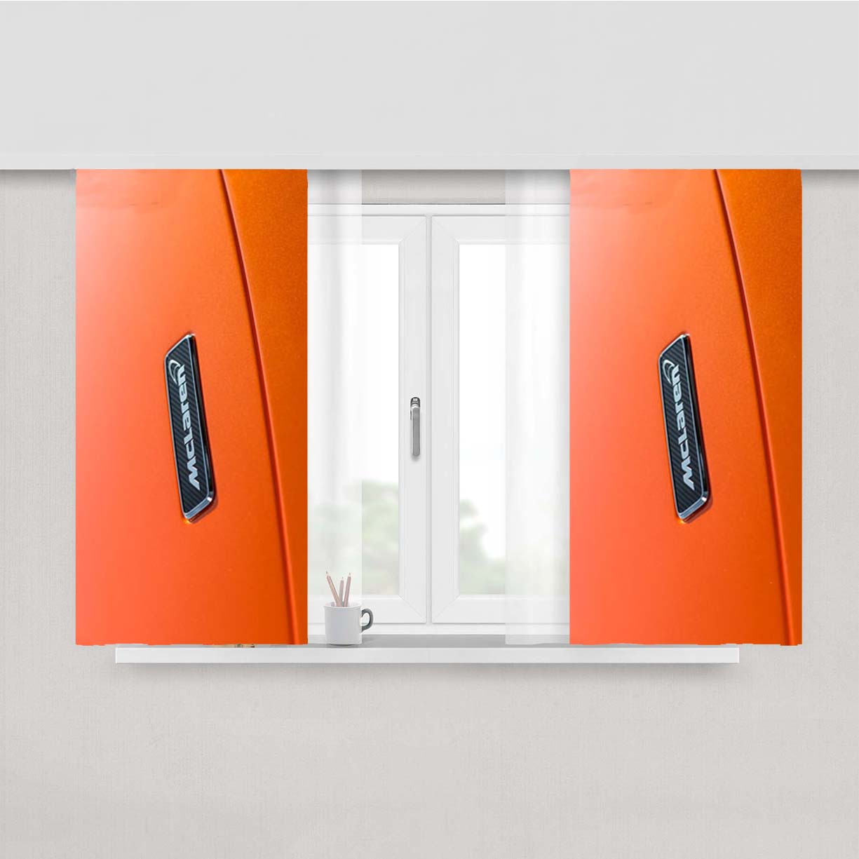 Mclaren 650S Spider Badge Peach Skin Window Curtains