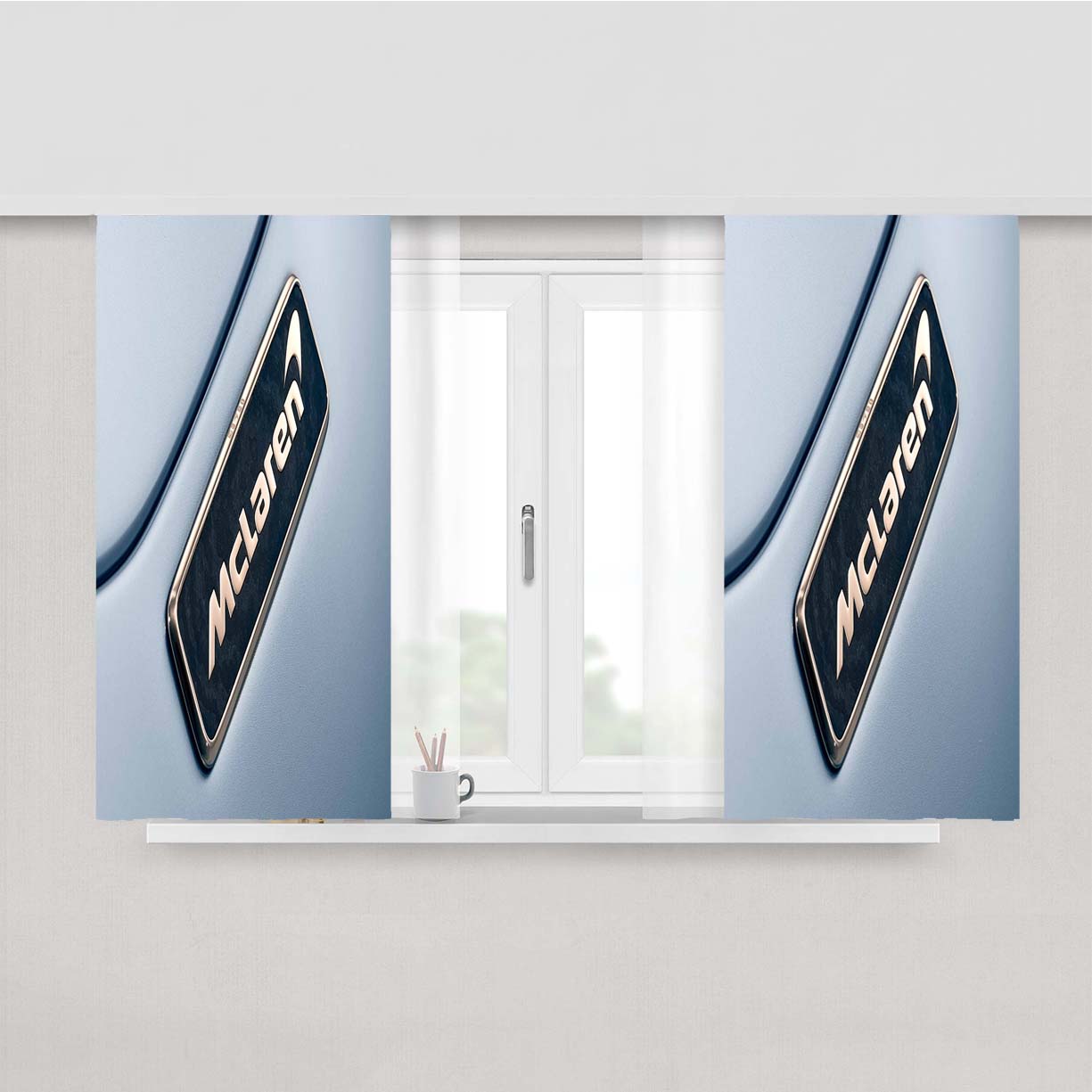 Mclaren Speedtail Logo 4K Peach Skin Window Curtains