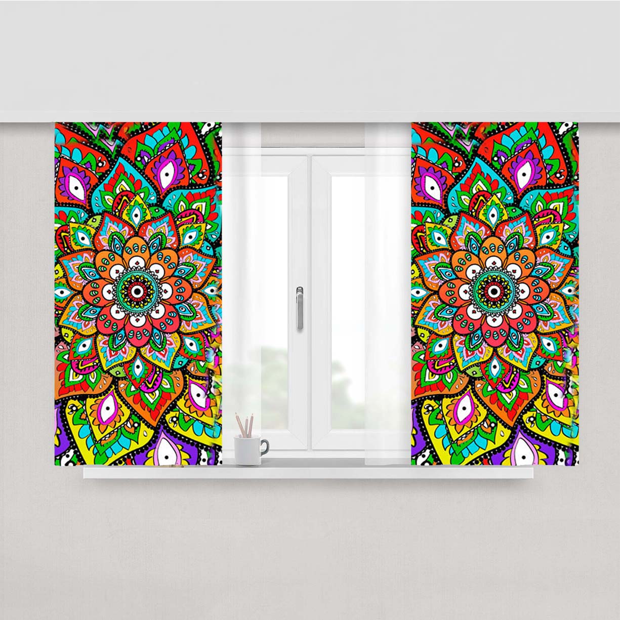 Mehndi Pattern Peach Skin Window Curtains