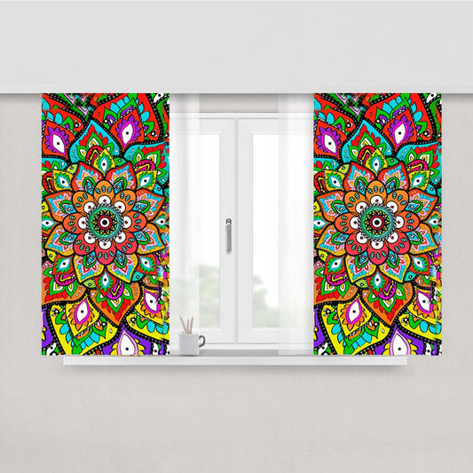 Mehndi Pattern Peach Skin Window Curtains