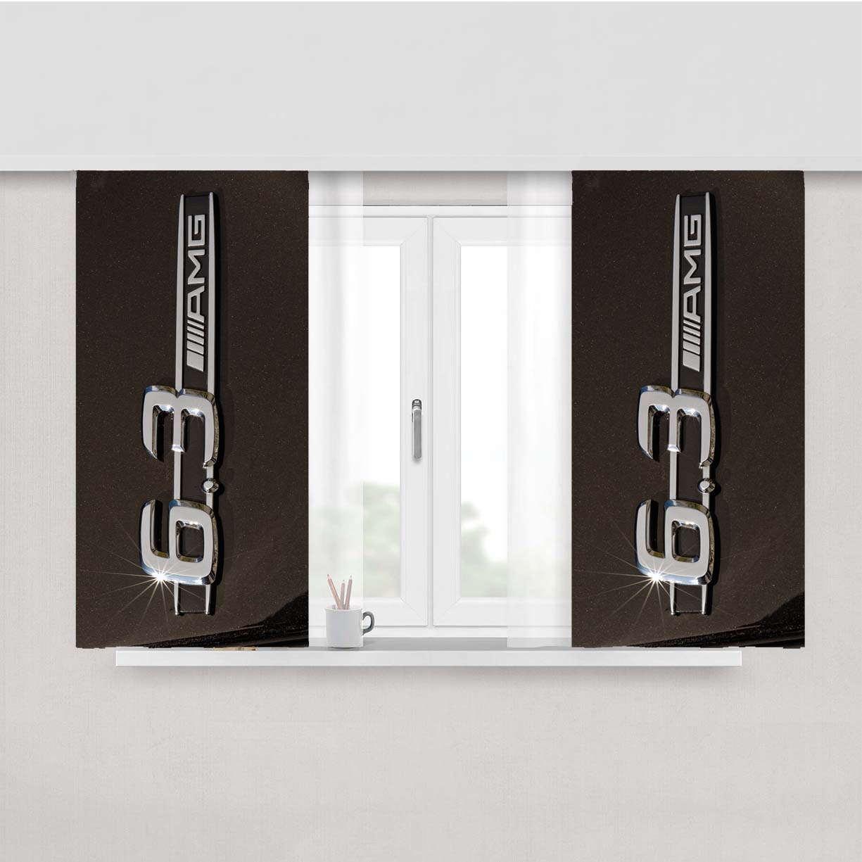Mercedes Amg Car Logo Peach Skin Window Curtains