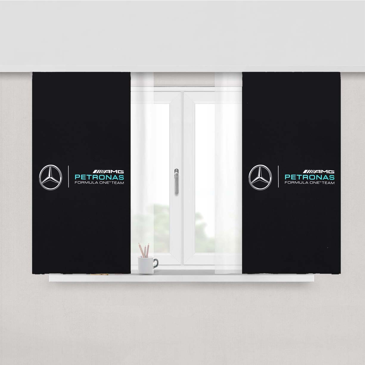 Mercedes Amg Petronas F1 Peach Skin Window Curtains