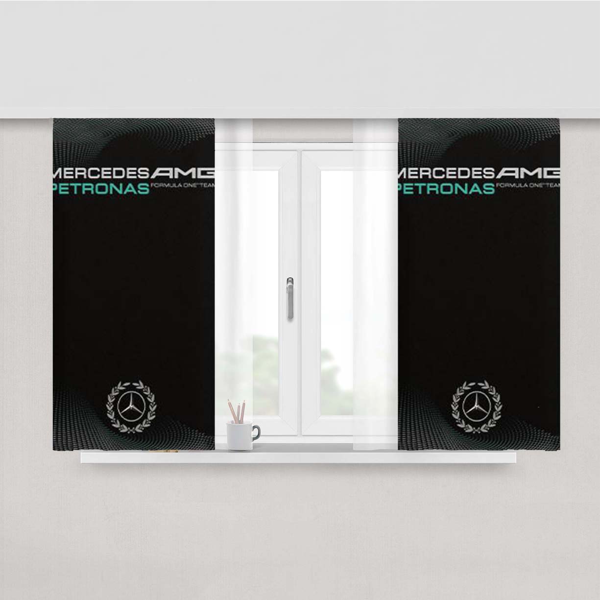 Mercedes Amg Petronas Racing Team Peach Skin Window Curtains