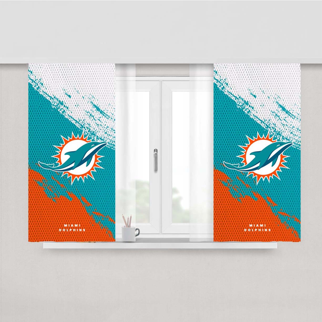 Miami Dolphins 9Th Peach Skin Window Curtains