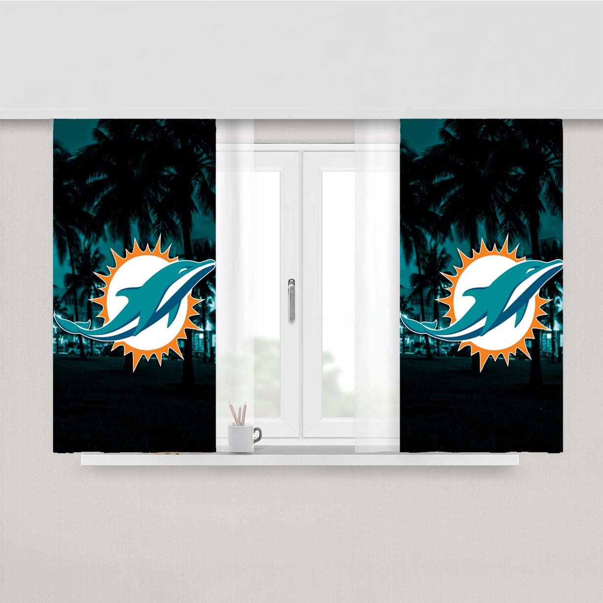 Miami Dolphins Emblem Peach Skin Window Curtains