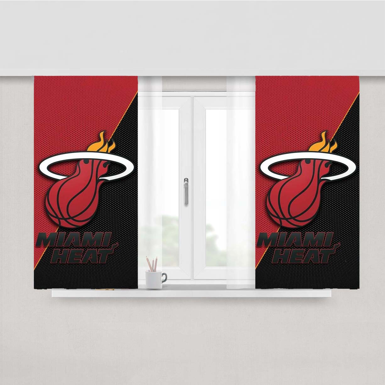 Miami Heat Basketball Logo Peach Skin Window Curtains