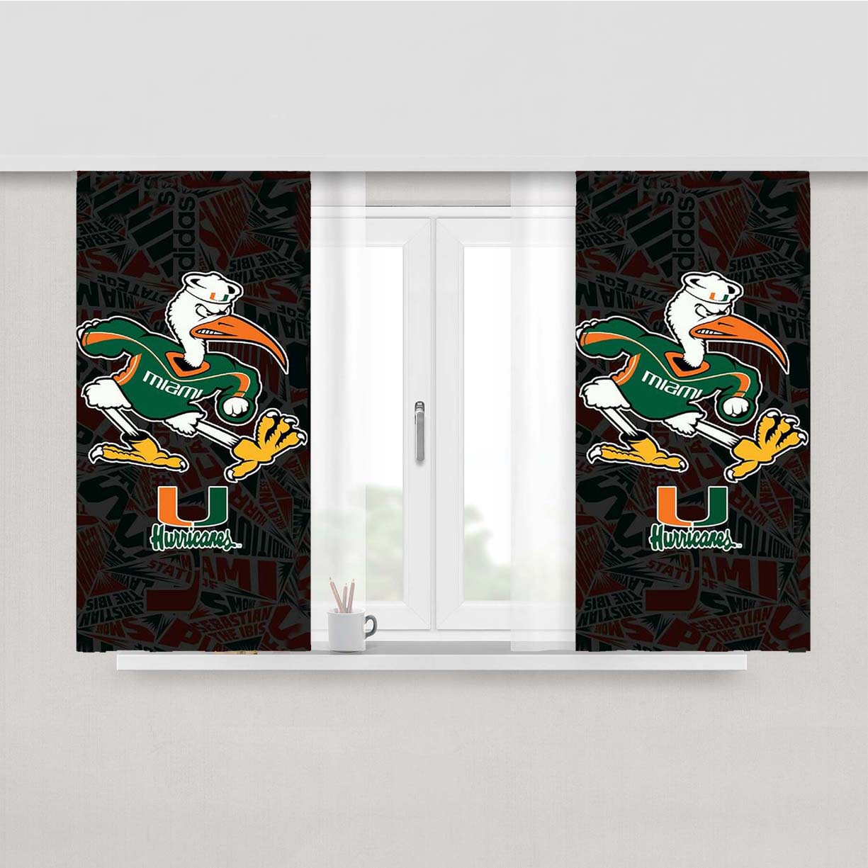 Miami Hurricanes Um Football Peach Skin Window Curtains