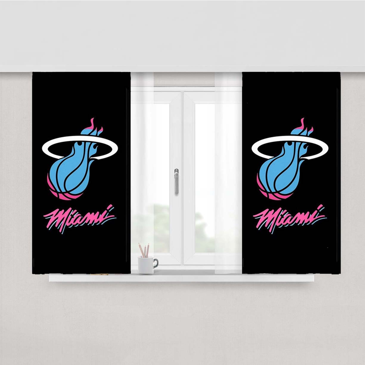 Miami Pink Blue Peach Skin Window Curtains