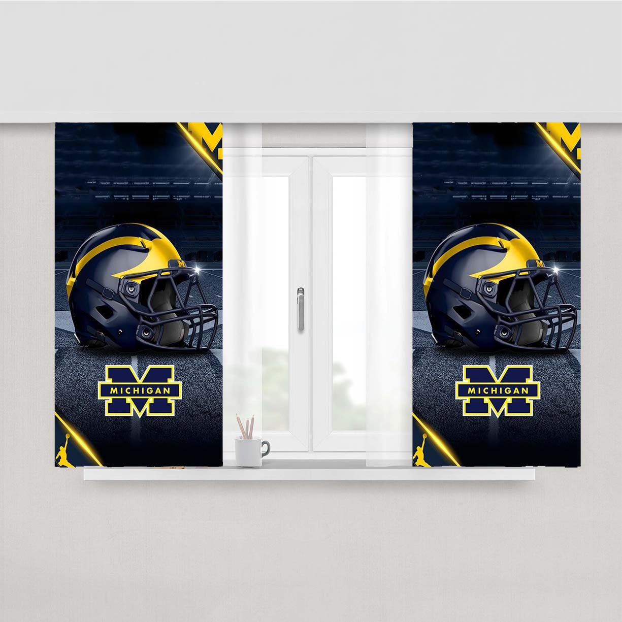 Michigan Wolverines Football 3 Peach Skin Window Curtains
