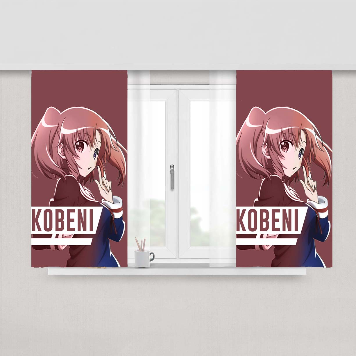 Mikakunin De Shinkoukei Kobeni Yonomori Peach Skin Window Curtains