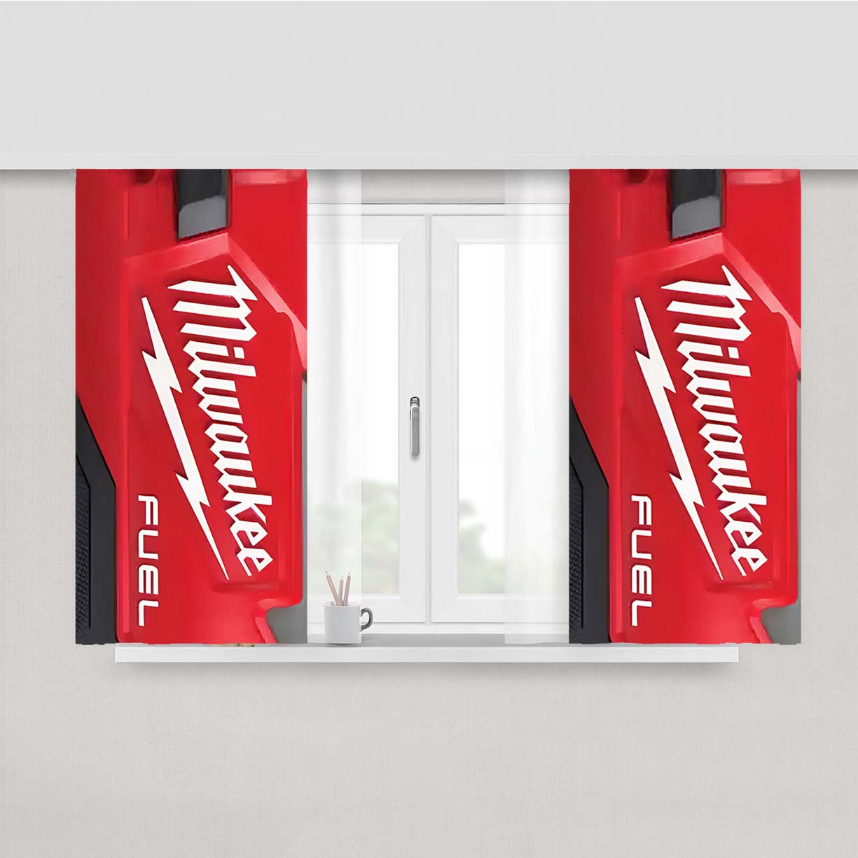 Milwaukee Logo Fuel Icon Peach Skin Window Curtains