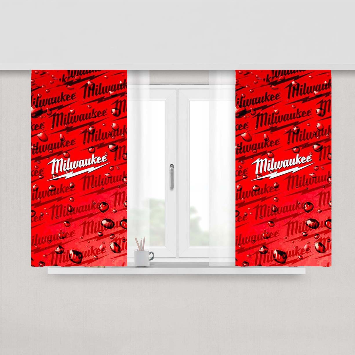 Milwaukee Tool Icon Peach Skin Window Curtains
