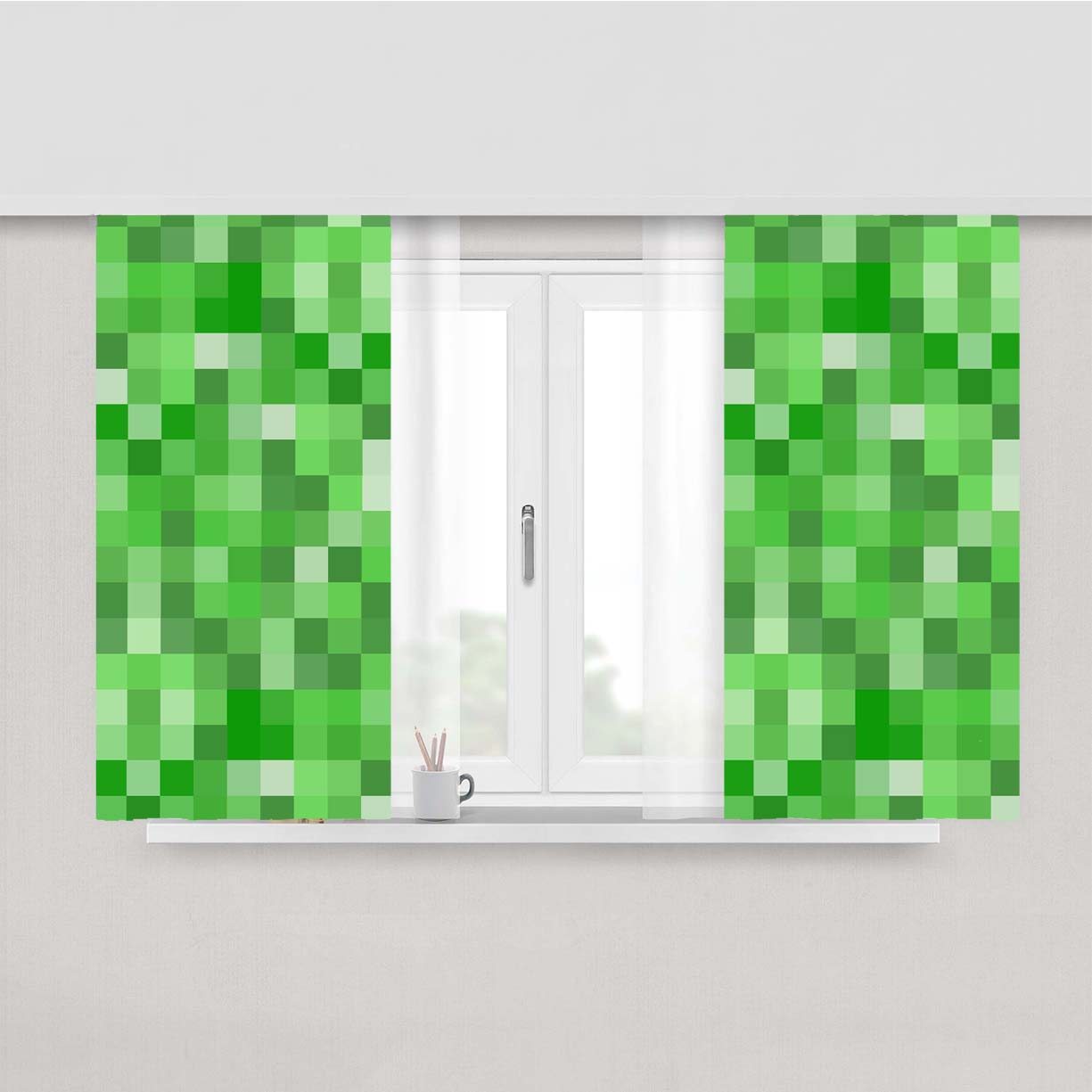 Minecraft Pattern Peach Skin Window Curtains
