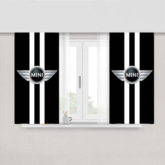 Mini Cooper Car Black White Logo Peach Skin Window Curtains