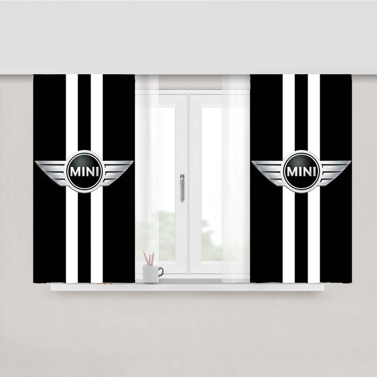 Mini Cooper Car Logo Peach Skin Window Curtains
