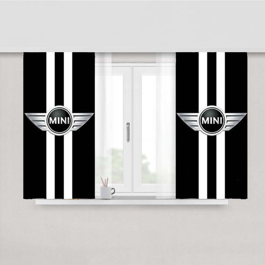Mini Cooper Car Logo Peach Skin Window Curtains