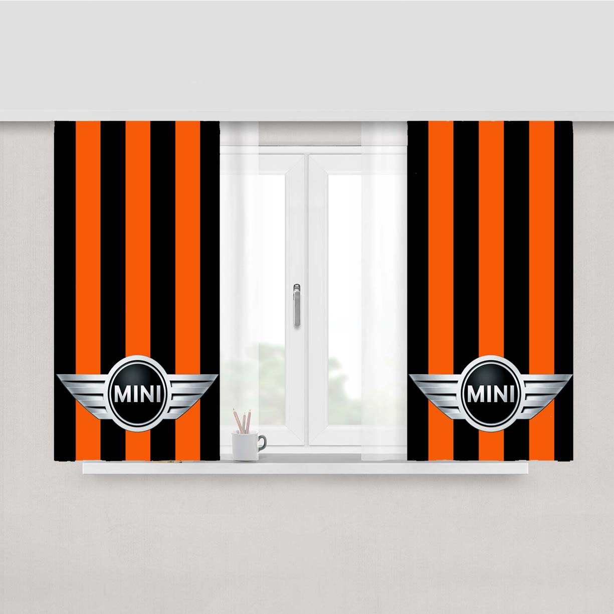 Mini Cooper Logo Peach Skin Window Curtains