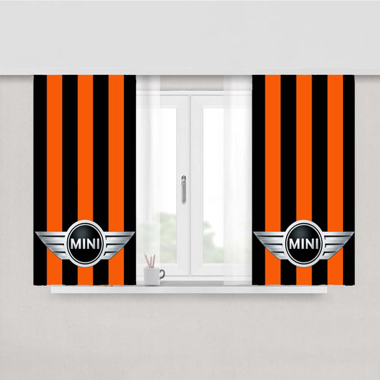 Mini Cooper Logo Peach Skin Window Curtains