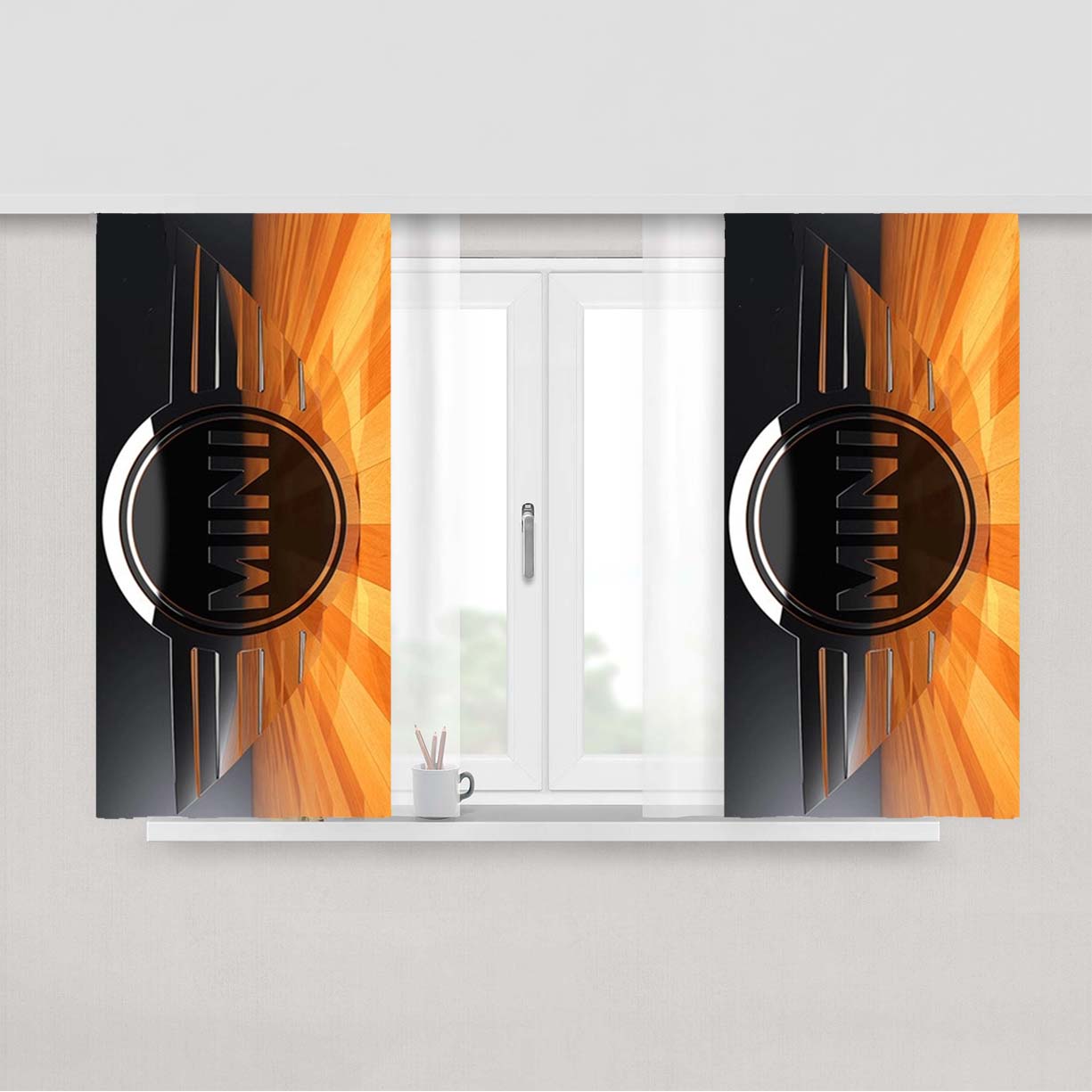 Mini Cooper Logo Classic Peach Skin Window Curtains