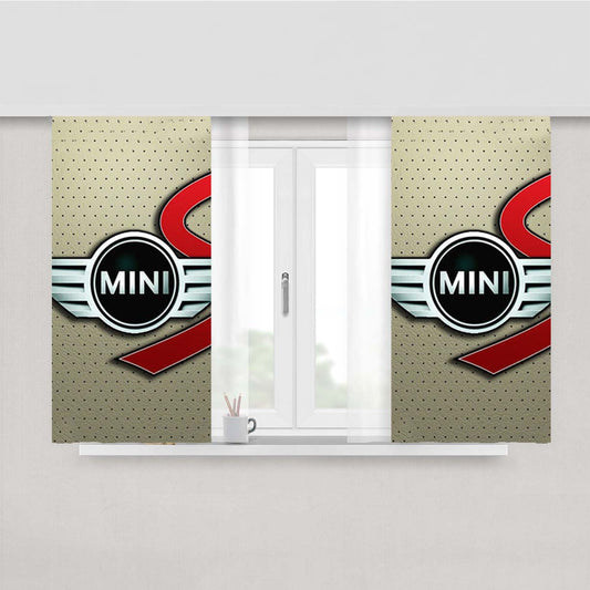Mini Cooper Logo Silver Peach Skin Window Curtains