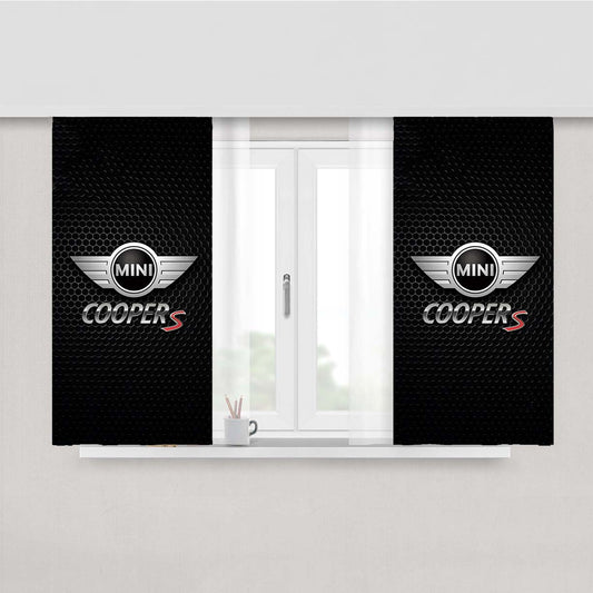 Mini Cooper S Metal Logo Peach Skin Window Curtains