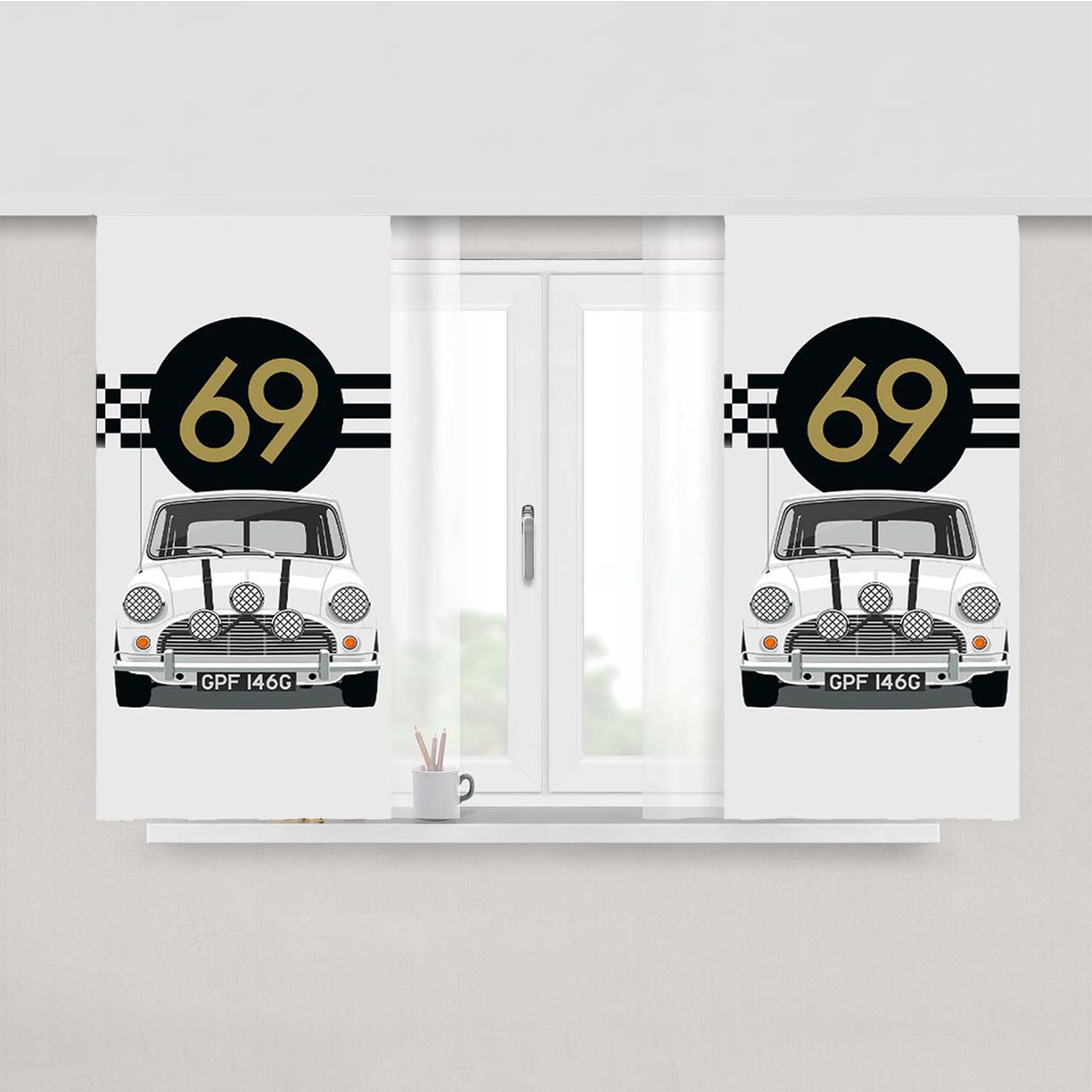 Mini Cooper White 69 Peach Skin Window Curtains