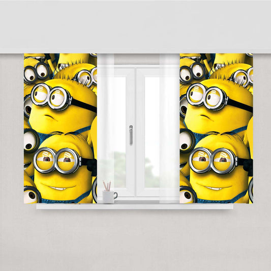 Minion Pattern Funny Peach Skin Window Curtains