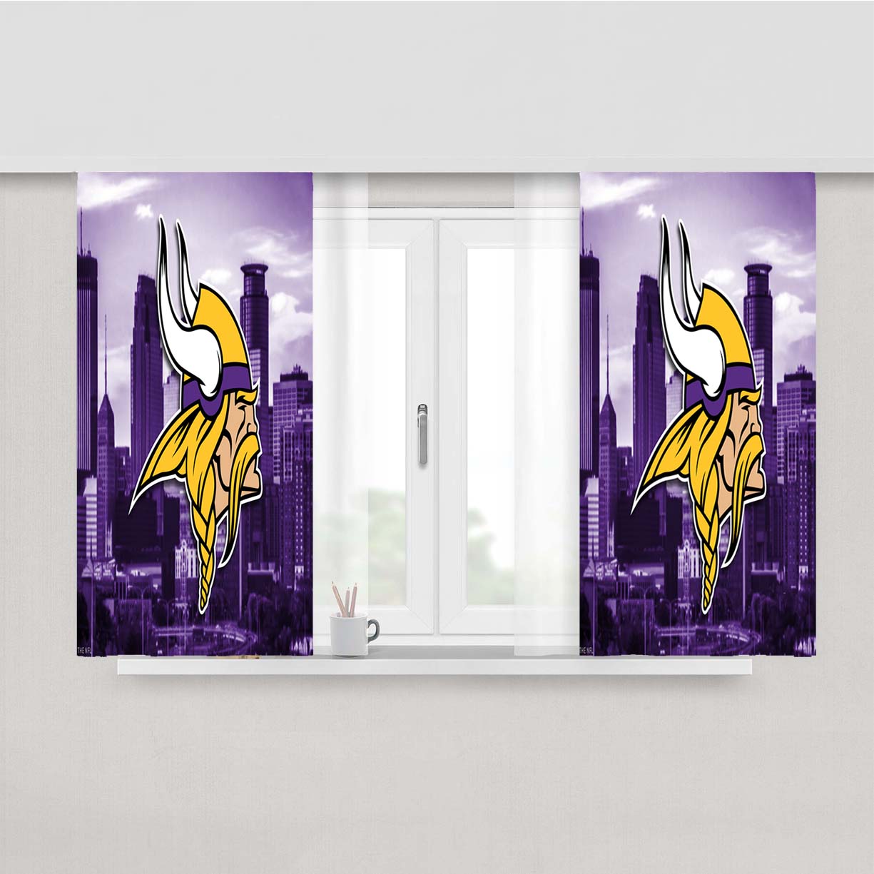Minnesota Vikings Emblem Peach Skin Window Curtains