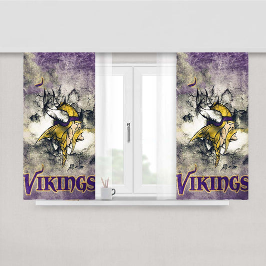 Minnesota Vikings Grunge Logo Peach Skin Window Curtains
