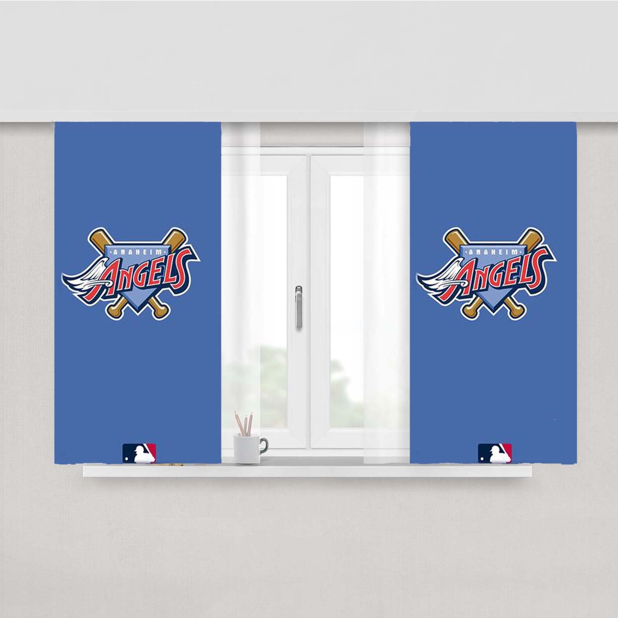Mlb Angels Blue Sky Peach Skin Window Curtains