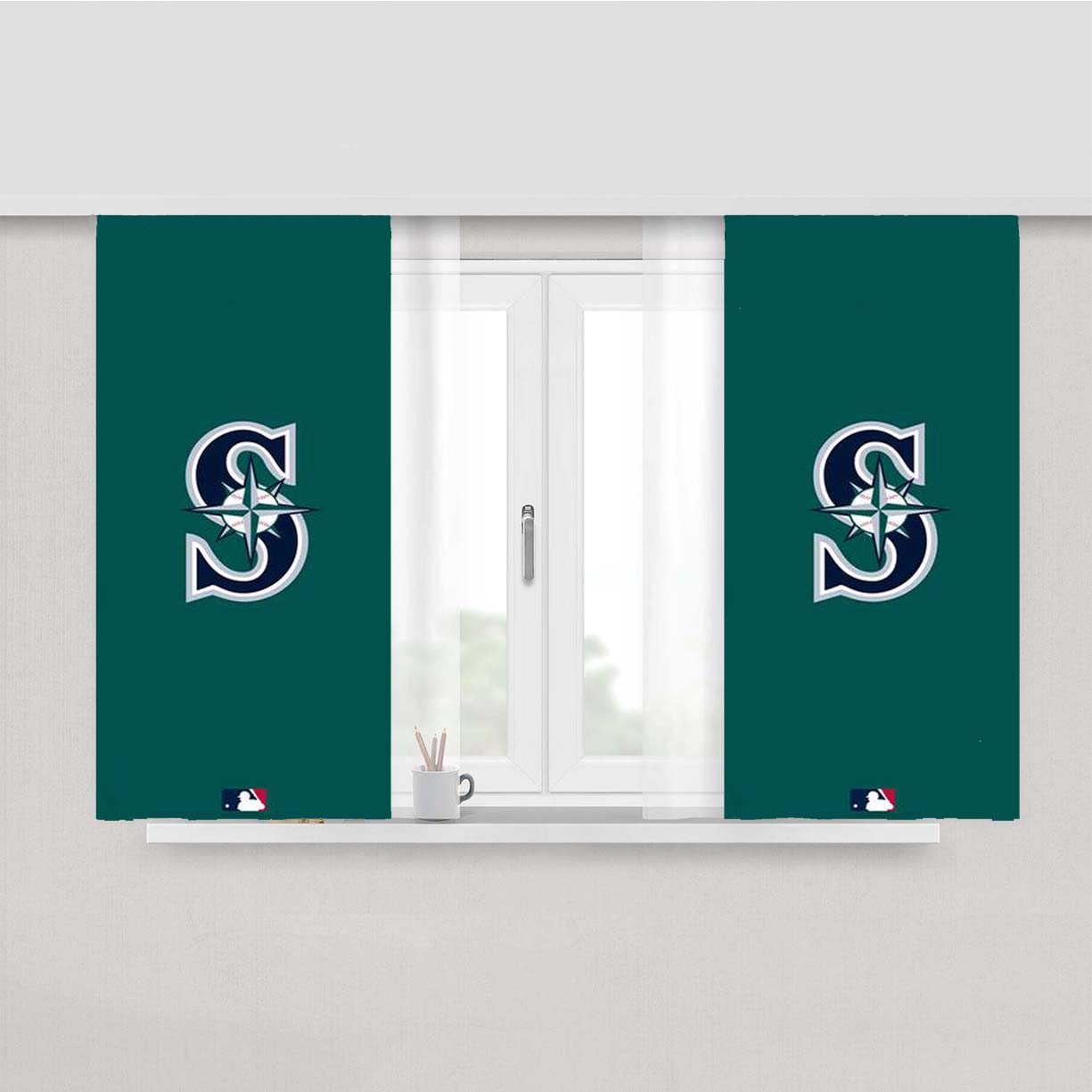 Mlb Seattle Mariners Green Peach Skin Window Curtains