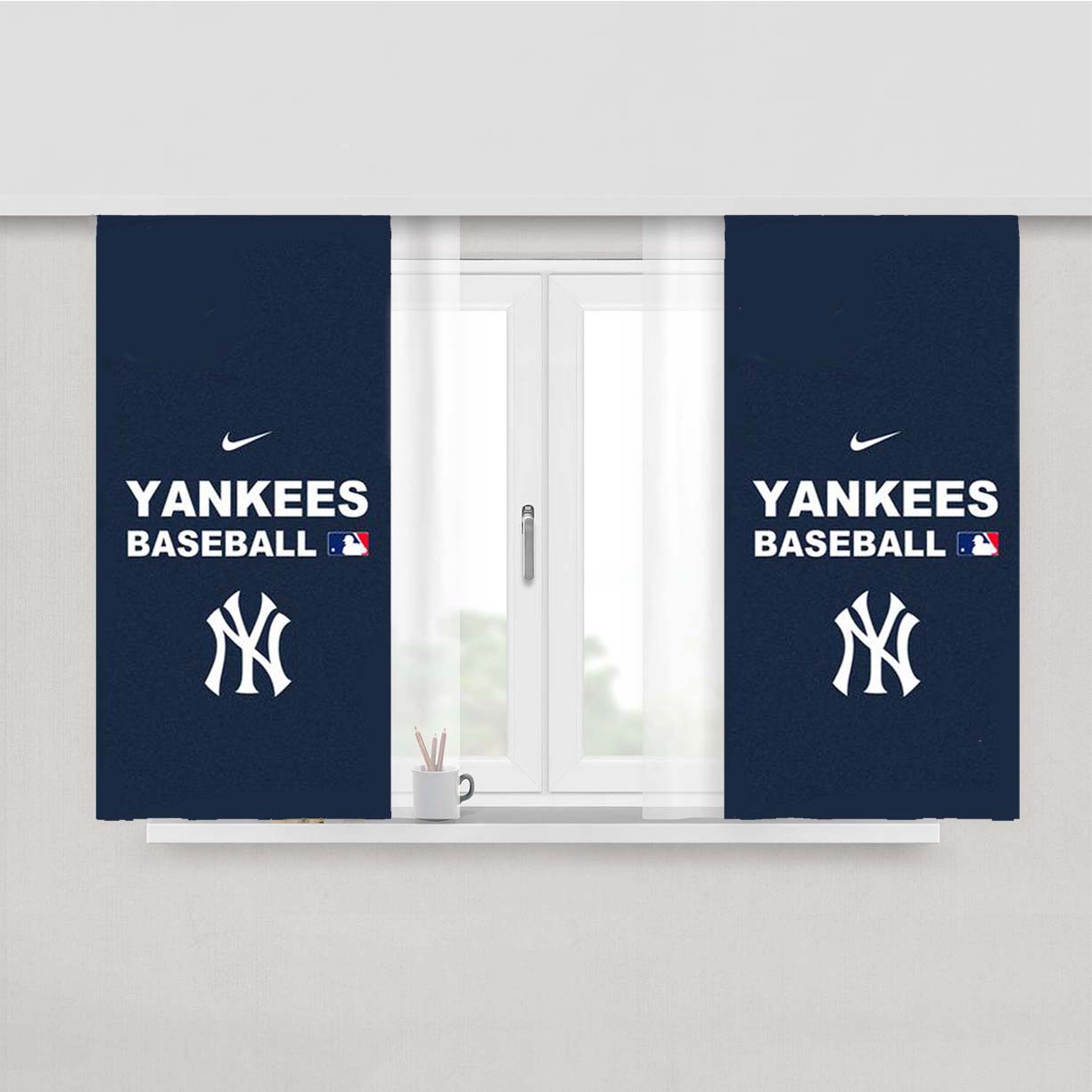 Mlb Yankees Navy Nike Peach Skin Window Curtains