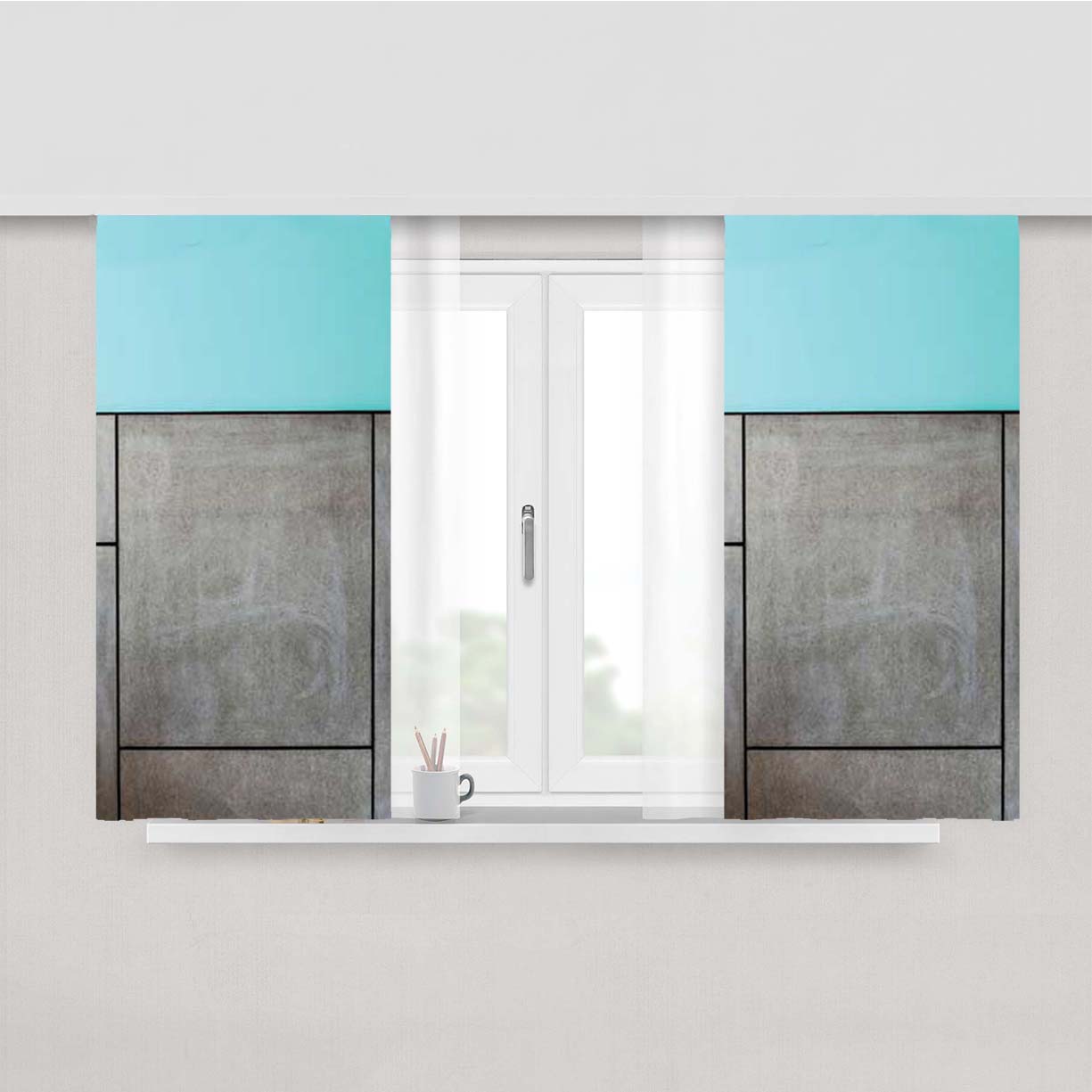 Modern Stone Pattern Peach Skin Window Curtains